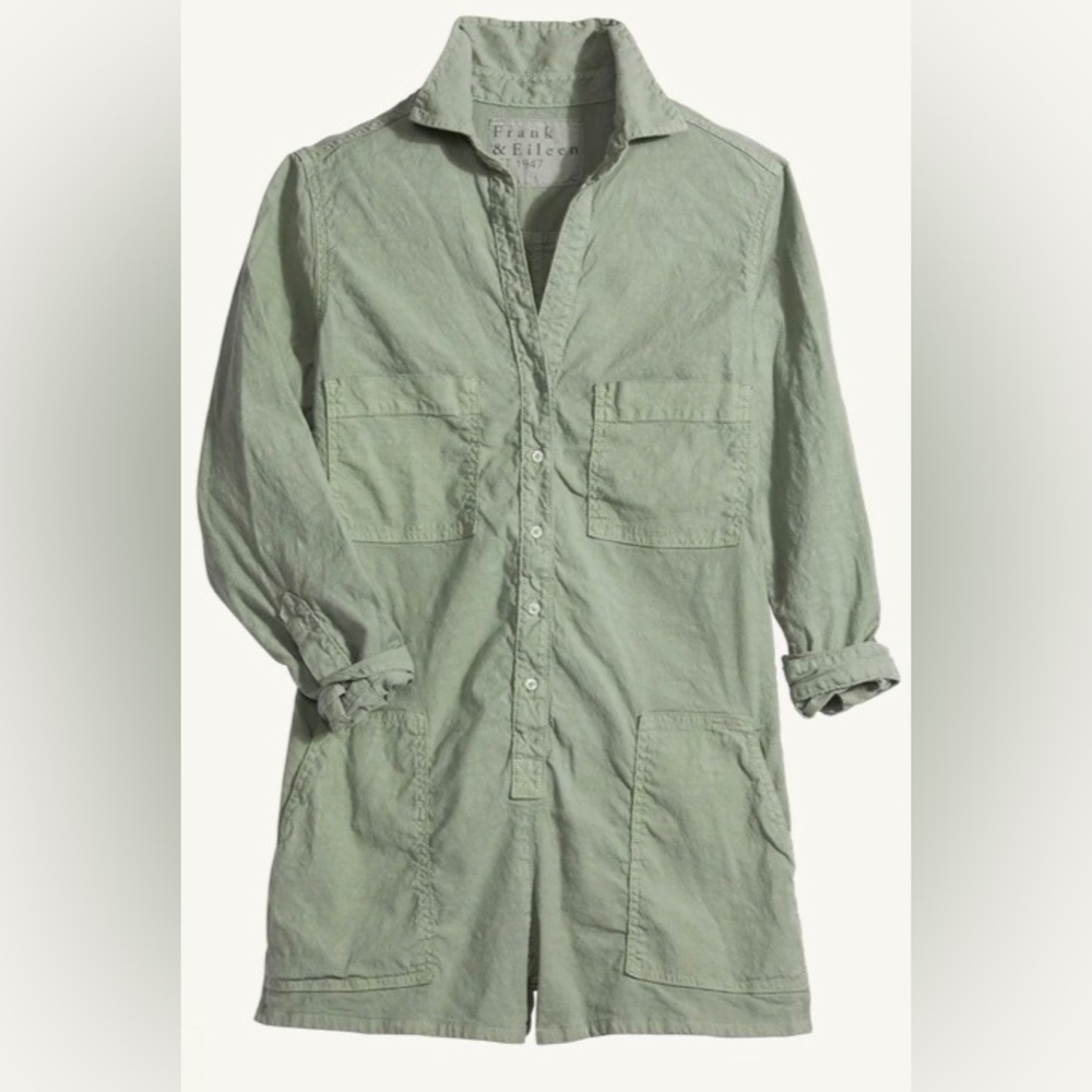 Frank & Eileen Ireland Long Sleeve Playsuit Flax Cotton Romper Size Large - Picture 2 of 15